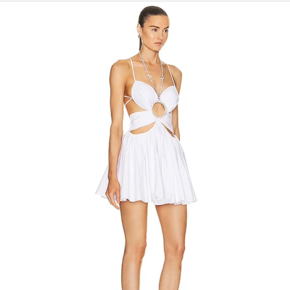 Area Gathered Butterfly Poplin Mini Dress